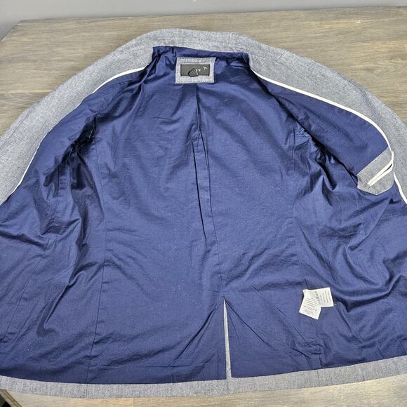 J.Crew Chambray Cotton Tailored One Button Blazer Jacket Blue Womens Size 6 - Picture 4 of 10